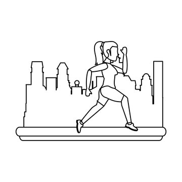 Woman running cartoon icon vector illustration graphic design
