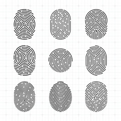 Fingerprint Scan Thin Icons Set