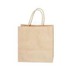 Paper bag brown isolated on white background.