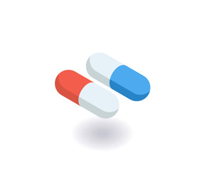 Pills icon. Vector illustration in flat isometric 3D style.