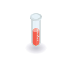 Medical test tube, laboratory glassware icon. Vector illustration in flat isometric 3D style.