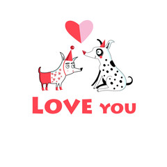 Greeting vector greeting card to the enamored dog
