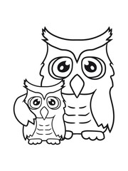 junges küken papa mama familie süß niedlich klein baby kind lustig cool eule kauz uhu vogel nacht fliegen comic cartoon clipart