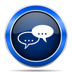 Forum vector icon. Modern design blue silver metallic glossy web and mobile applications button in eps 10