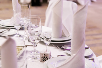 Restaurant service element on table