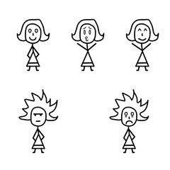 Stick Figure girl on the wight background
