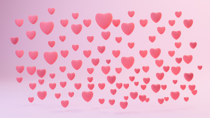 Pink heart 3d rendered.concept valentine day