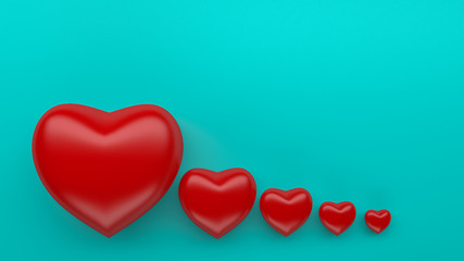 Fototapeta na wymiar Rad heart 3d rendered.concept valentine day