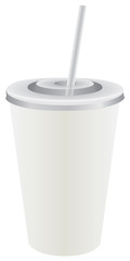 Disposable plastic cup with straw