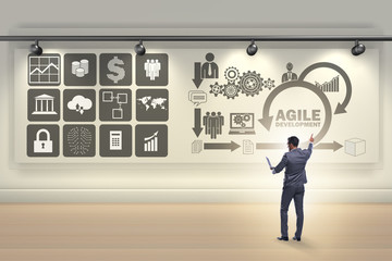 Businessman in agile software development concept
