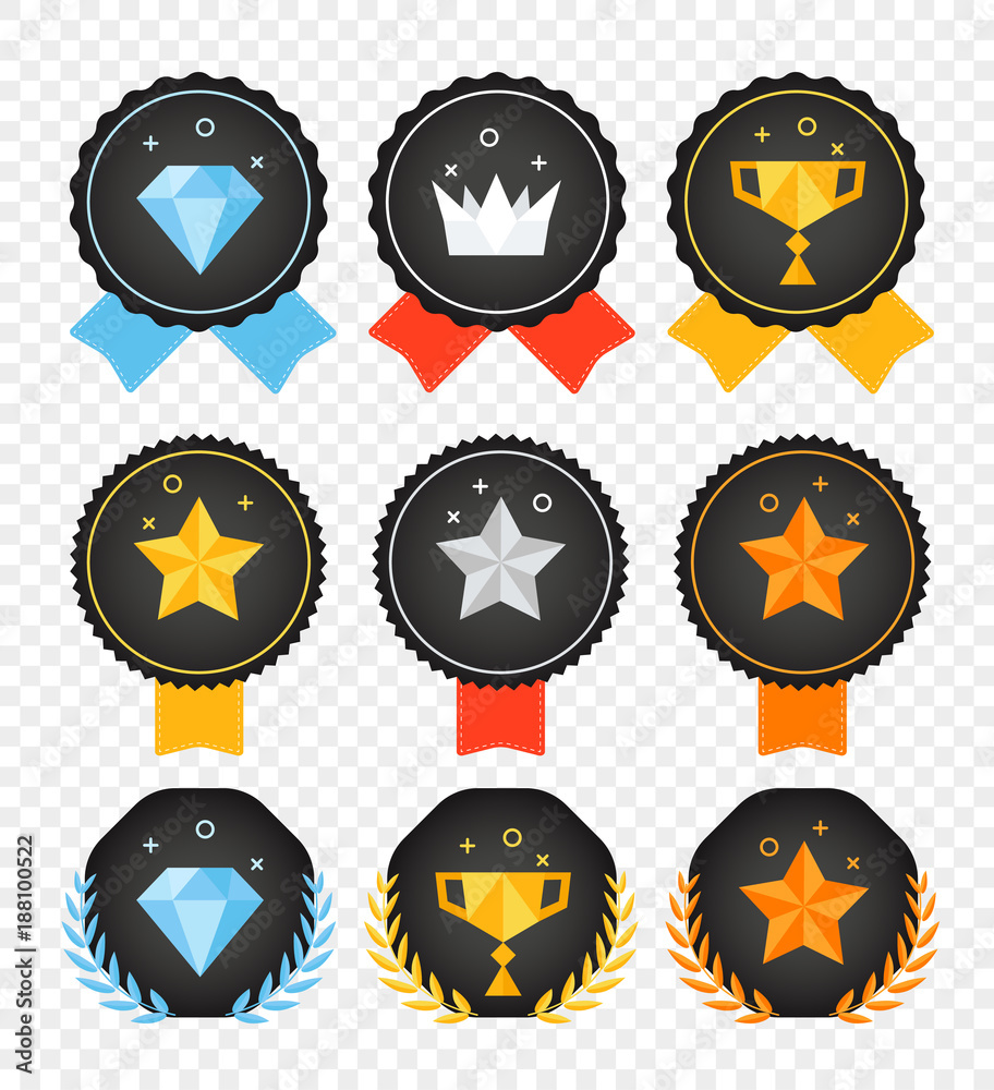 Poster Vector color badges collection isolated on transparent background
