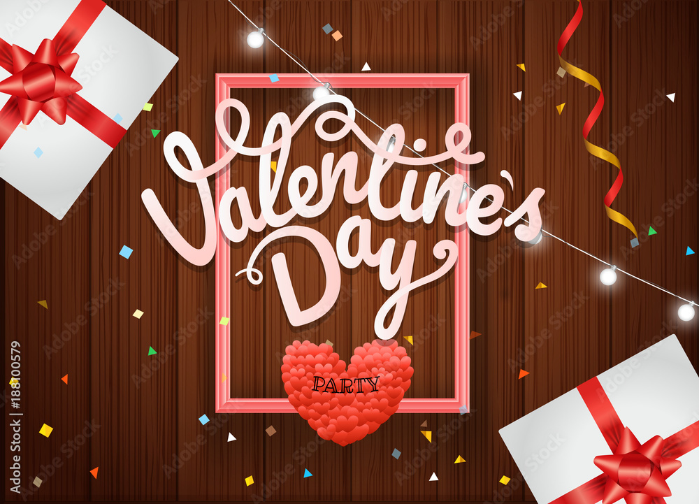 Aufkleber valentines day party poster vector concept. presentation vector template. different decorative