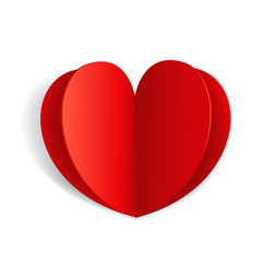 Abstract paper origami valentines greeting card. Valentines heart isolated on white background