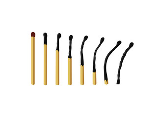 Gradually burnt matchsticks