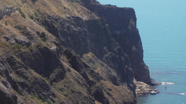 Aerial view on Cape of Fiolent. Crimea. Slow motion. 3840x2160