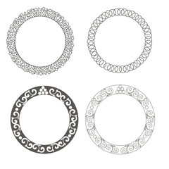 Set of vector circle frames. Wreaths for logo, template and design.