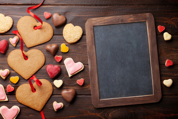 Valentines day greeting card with heart cookies