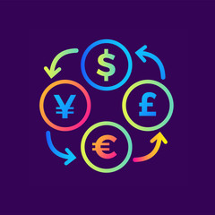 Linear icon currency exchange of finance, banking. Suitable for print design, websites and design templates