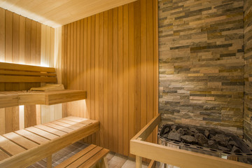 Sauna interior - Relax in a hot sauna