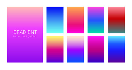 Abstract set of modern bright color gradient backgrounds and texture for mobile applications and smartphone screen. Vivid design element for banner, cover or flyer. EPS 10