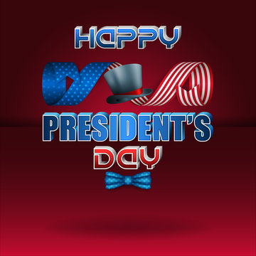 Holidays, design, background with top hat on national flag colors for American President's Day, event celebration
