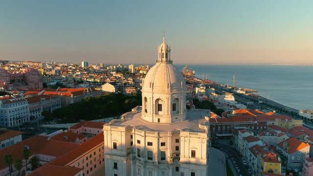 Lisbon Portugal City Pantheon 4K aerial drone travel video Alfama sunset scenic