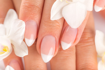 Woman with beautiful manicured nails.