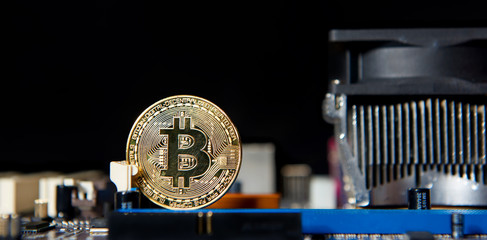 Gold Bitcoin electronic computer processor board