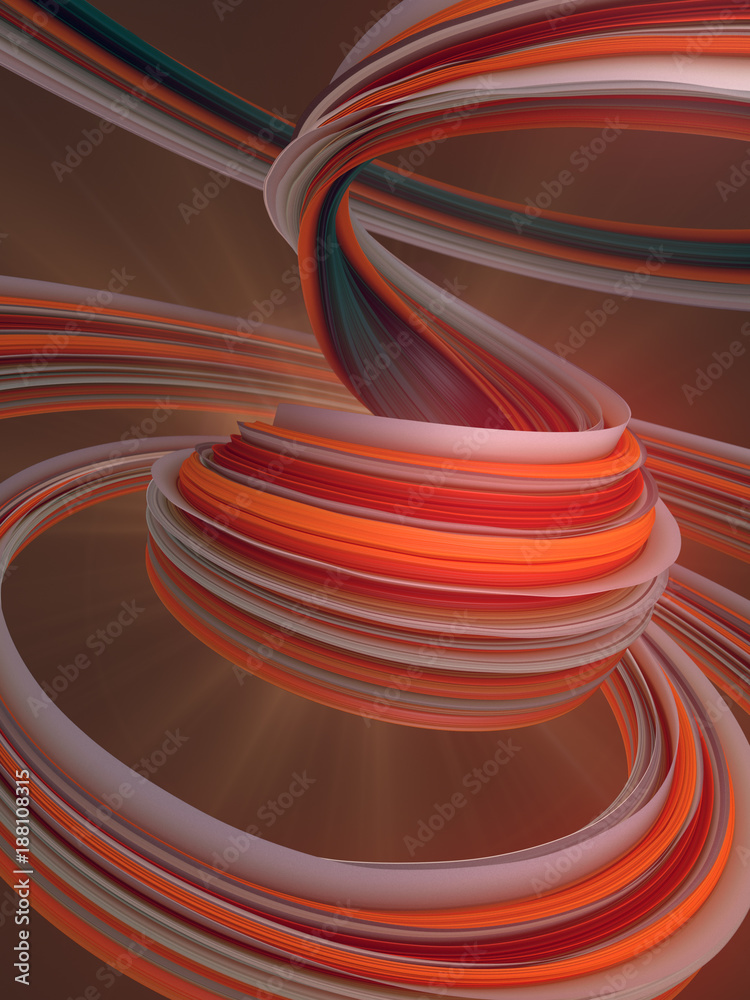 Fototapete colored twisted shape. computer generated abstract geometric 3d render illustration