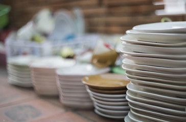 White dishes in a shop