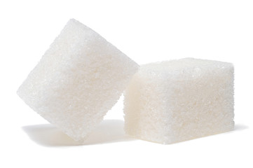Group of sugar cubes isolated on white background