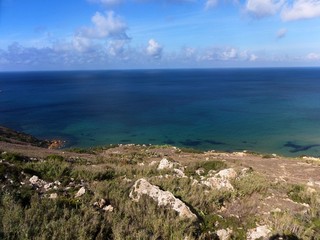 beautiful landscape over sea cloudy sky on background on island of malta 
