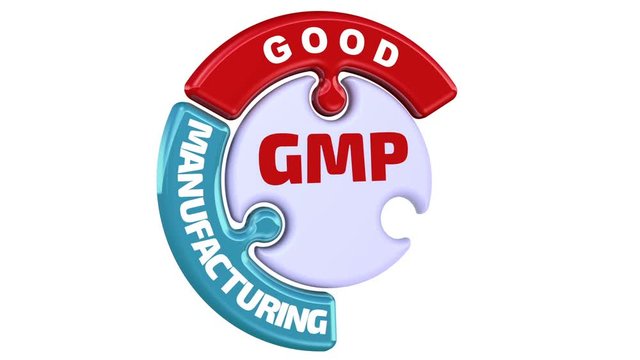GMP. Good Manufacturing Practice. The inscription - GMP. Good Manufacturing Practice on the puzzle in the shape of a circle. Footage video