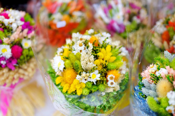 Traditional Lithuanian Easter palms known as verbos sold on Easter market in Vilnius