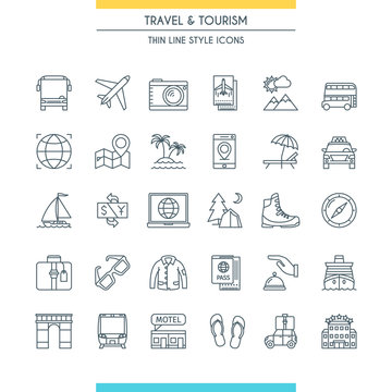Thin line design travel icons