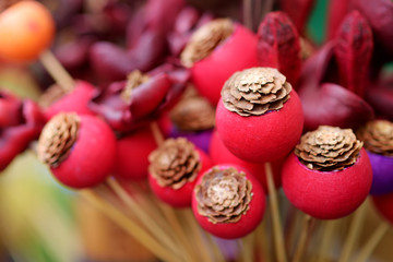 Traditional Lithuanian Easter palms known as verbos sold on Easter market in Vilnius