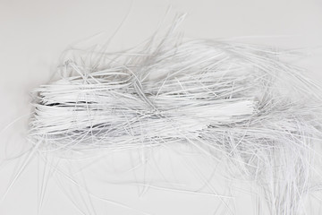 Closeup of shredded paper. Stripped paper. Ready to recycle.