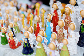 Colorful ceramic decorations sold on Easter market in Vilnius