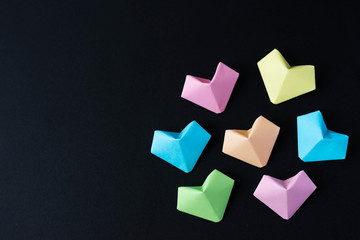 Colored paper hearts