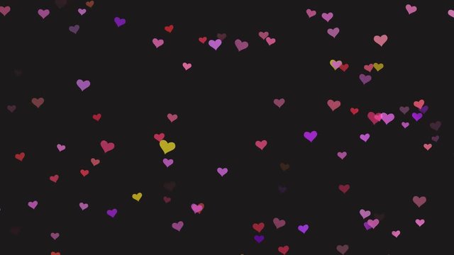 Colorful hearts floating animation background. Valentine's day motion background.(4k seamless loop background)