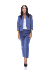 Young happy businesswoman, isolated on white