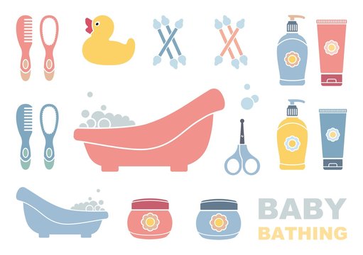 Baby Bathing And Care Icons