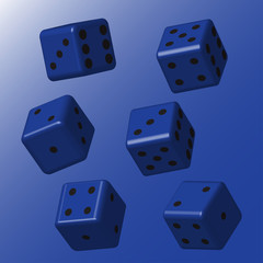 Blue Dice with Black Points