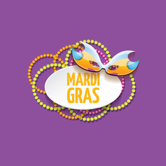 vector new orleans mardi gras vector background with carnival mask and text. vector mardi gras party or fat tuesday purple poster design template