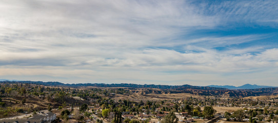 Fototapeta na wymiar Aerial View of The Yucaipa Badlands Landscape, Southern California