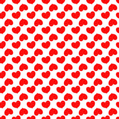 Heart red on white seamless pattern