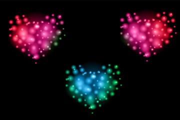 Romantic background of luminous hearts vector