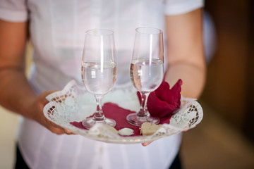 Traditional polish wedding champagne detail