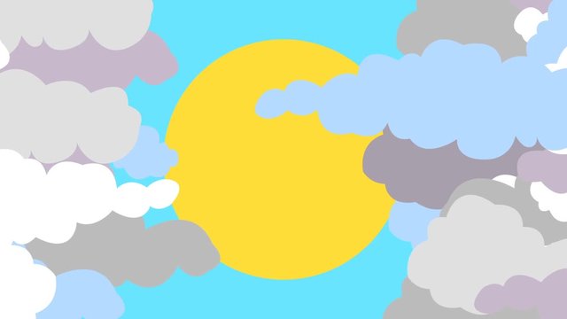 Clouds Open and Revealing Sun in Cartoon Style