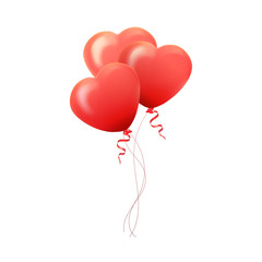 Fototapeta na wymiar Happy Valentines Day greeting card. 3D red and pink balloon in f